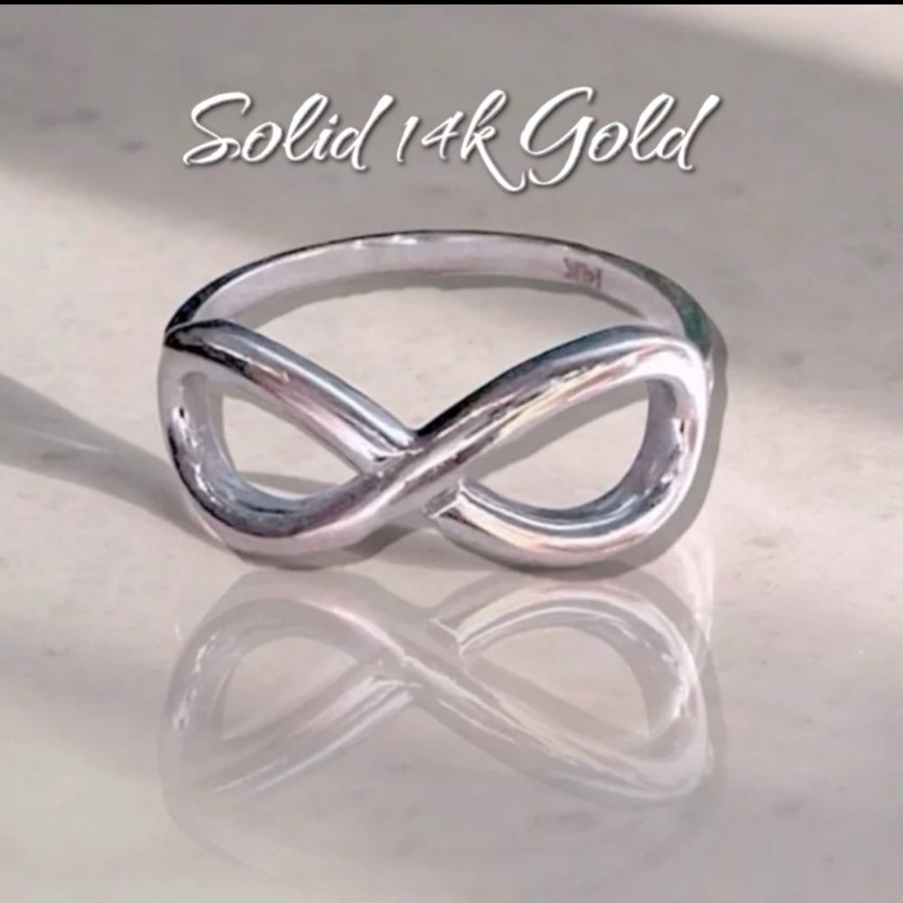 Solid 14k White Gold Infinity Symbol Ring. 14k Wh… - image 1